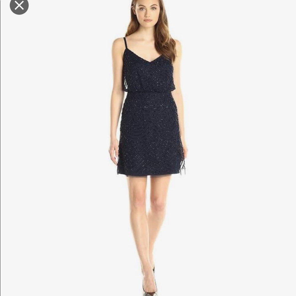 Adriana Papell Navy Mini Sequin Dress